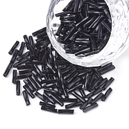 Glass Twisted Bugle Seed Beads, Black, 6~7x1.5~2mm, Hole: 0.8mm, about 450g/bag(SEED-S018-02B)