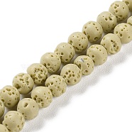 Synthetic Lava Rock Dyed Beads Strands, Round, Beige, 6~6.5mm, Hole: 1mm, about 63pcs/strand, 15.16''(38.5cm)(G-H311-08A-01)