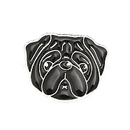 Dog Enamel Pin with Brass Butterfly Clutches, Alloy Badge for Backpack Clothing, Pug Pattern, 19.5x24x10mm, Pin: 1.1mm(JEWB-A006-03I)