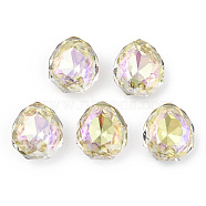 K9 Glass Rhinestone Cabochons, Pointed Back & Back Plated, Faceted, Teardrop, Jonquil, 14x12x6mm(MRMJ-N025-04)