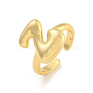 Brass Letter Open Cuff Rings for Women, Adjustable, Real 18K Gold Plated, Letter Z, 15~16.5x7~16.5mm(RJEW-G313-01Z-G)