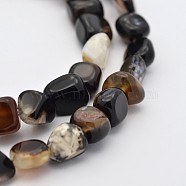 Natural Black Agate Bead Strands, Tumbled Stone, Dyed & Heated, Nuggets, 5~7X5~7mm, Hole: 1mm, about 15.7 inch(G-P070-34)