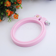 Adjustable ABS Plastic Flat Round Embroidery Hoops, Embroidery Circle Cross Stitch Hoops, for Sewing, Needlework and DIY Embroidery Project, Pink, 70mm(TOOL-PW0003-017A)