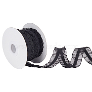 10 Yards Chinlon Elastic Pleated Lace Trim, for Sewing, Gift Decoration, Black, 7/8 inch(21mm)(OCOR-WH0060-44E)