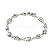 Brass Link Chain Bracelets, Clear Cubic Zirconia Tennis Bracelet, Platinum, 7-5/8 inch(19.4cm)(BJEW-D039-34P-01)