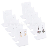 PandaHall Elite 10Pcs Acrylic Earring Stands Displays, L-shaped, Rectangle, White, 3.6x4.95x7cm(EDIS-PH0001-16)