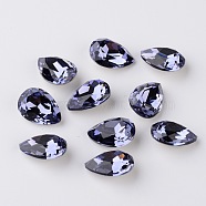Faceted Teardrop K9 Glass Rhinestone Cabochons, Pointed Back & Back Plated, Grade A, Tanzanite, 14x10x5mm(RGLA-I001-14x10mm-011)