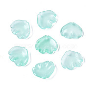 Transparent Spray Painted Glass Pendants, Imitation Jade Pendants, Petal, Pale Turquoise, 15x18x4mm, Hole: 1mm(GGLA-S054-014E-02)