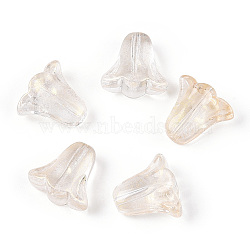 Spray Painted Transparent Glass Beads, Tulip Flower, Beige, 10x11x5.5mm, Hole: 1mm(GLAA-D006-20A)