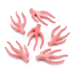 Synthetic Coral Beads, Branch, Dyed, Salmon, 59.5~60.5x36.5~37.5x8~9.5mm, Hole: 2mm(CORA-T011-16A)