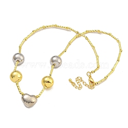 Rack Plating Brass Bib Necklaces for Women, Real 18K Gold Plated & Platinum, Cadmium Free & Lead Free, Long-Lasting Plated, Heart, 17.60 inch(44.7cm)(NJEW-C059-09G-01)