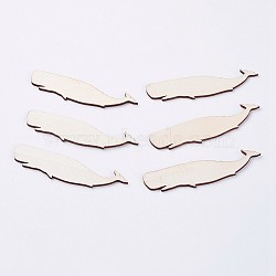 Wood Cabochons, Whale, Blanched Almond, 9.4x2.3x0.25cm(WOOD-F005-17)