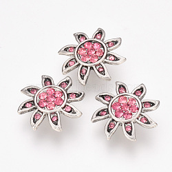 Alloy Rhinestone Snap Buttons, Jewelry Buttons, Flower, Antique Silver, Rose, 19x19x6.5mm, Knob: 5.5mm(X-SNAP-T001-06A)