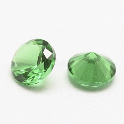 Cubic Zirconia Pointed Cabochons, Faceted Diamond, Spring Green, 1.5mm(ZIRC-G075-1.5mm-01)