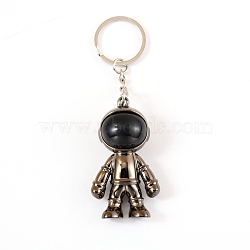 Plastic Astronaut Keychains, Electroplated, with Iron Key Rings, Gunmetal, 10.3cm(KEYC-WH0024-02B)