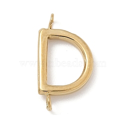 304 Stainless Steel Letter Connector Charms, Real 14K Gold Plated, Letter D, 12x6.5x2mm, Hole: 1.2mm(STAS-M108-01G-04)