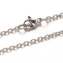 Non-Tarnish 304 Stainless Steel Cable Chain Necklaces, with Lobster Claw Clasps, Stainless Steel Color, 29.52 inch(75cm)(NJEW-L398-04P)