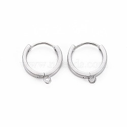 Brass Huggie Hoop Earring Findings, for Jewelry Making, Nickel Free, Real Platinum Plated, 17x15x3mm, Hole: 1.2mm, Pin: 1mm(X-KK-S364-158)