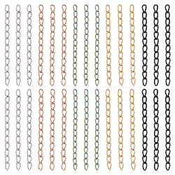 100Pcs 5 Colors 304 Stainless Steel Curb Chains Extender, End Chains, Mixed Color, 25mm, Link: 3x1.6x0.4mm, 20Pcs/color(STAS-UN0038-15B)