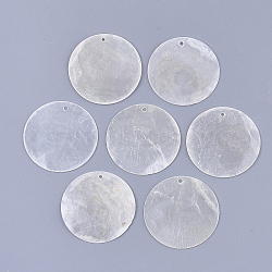 Capiz Shell Pendants, Flat Round, WhiteSmoke, 35x1mm, Hole: 1.5mm(X-SHEL-S276-23A)