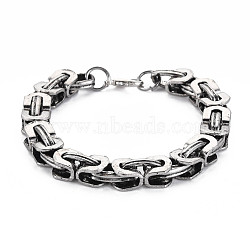 Alloy Byzantine Chains Bracelet for Men Women, Antique Silver, Inner Diameter: 2 inch(5.2cm)(BJEW-N015-007)