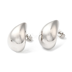 Rack Plating Brass Teardrop Stud Earrings, Platinum, 18x11.5mm(X-EJWE-Q766-03P)