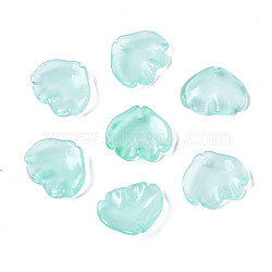 Transparent Spray Painted Glass Pendants, Imitation Jade Pendants, Petal, Pale Turquoise, 15x18x4mm, Hole: 1mm(GGLA-S054-014E-02)