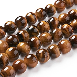 Gemstone Beads, Natural Tiger Eye, Grade AAA, Round, 8mm, Hole: 1mm, about 48pcs/strand(Z0RQS012)