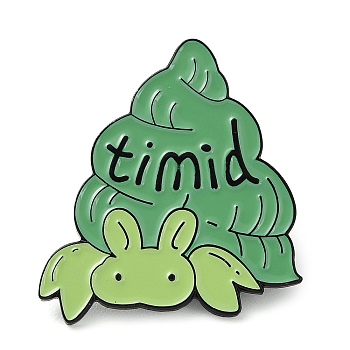 Green Series Composite Animal Enamel Pins, Electrophoresis Black Alloy Brooches, Word Timid, Rabbit Hermit 
Crab, 30x27.5x1mm