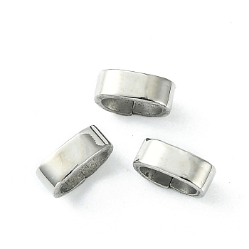 Drawing 304 Stainless Steel Slide Charms/Slider Beads, For Leather Cord Bracelets Making, Oval, Stainless Steel Color, 3.2x8.3x6mm, Hole: 6x3.7mm
