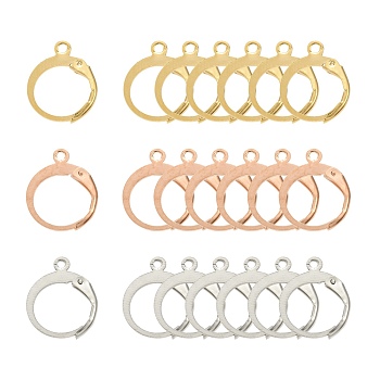 30Pcs 3 Style Ion Plating(IP) 316L Surgical Stainless Steel Leverback Earring Findings, with Loop, Mixed Color, 14.5x12.5x1.5~2mm, Hole: 1.2~1.4mm, 10pcs/style
