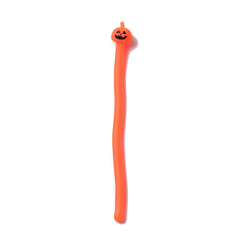 TPR Stress Toy, Funny Fidget Sensory Toy, for Stress Anxiety Relief, Strip/Imitation Noodle Elastic Wristband, Halloween Pumpkin, Coral, 188x7mm