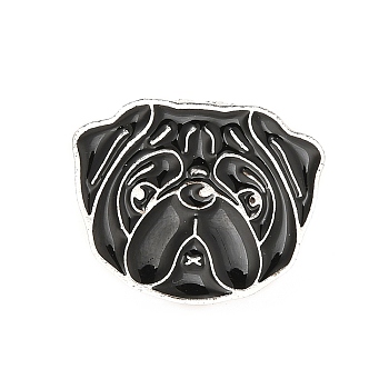 Dog Enamel Pin with Brass Butterfly Clutches, Alloy Badge for Backpack Clothing, Pug Pattern, 19.5x24x10mm, Pin: 1.1mm