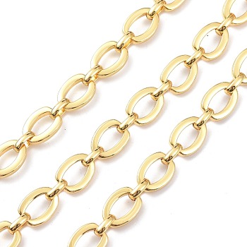 Brass Cable Chains, with Spool, Unwelded, Real 18K Gold Plated, 12x8.5x2mm and 7x5x2mm