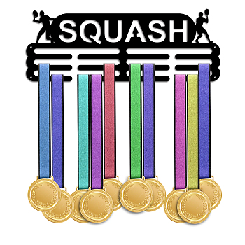 Squash Theme Iron Medal Hanger Holder Display Wall Rack, with Screws, Sports Themed Pattern, 150x400mm