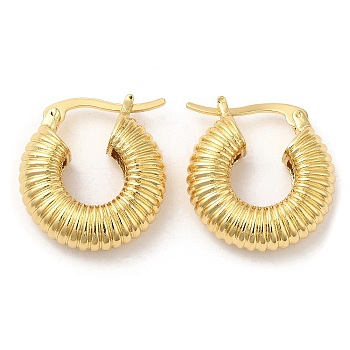 Rack Plating Brass Round Hoop Earrings for Women, Lead Free & Cadmium Free, Real 18K Gold Plated, 21x19x6mm