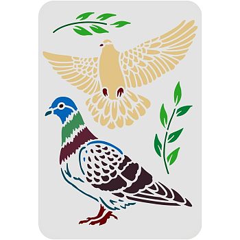 Large Plastic Reusable Drawing Painting Stencils Templates, for Painting on Scrapbook Fabric Tiles Floor Furniture Wood, Rectangle, Bird Pattern, 297x210mm
