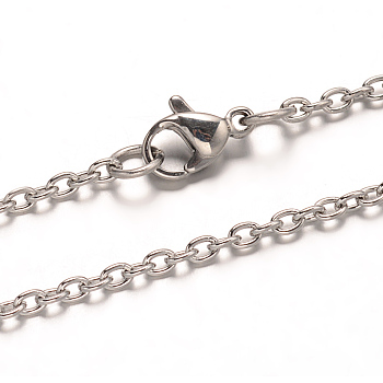 304 Stainless Steel Cable Chain Necklaces, with Lobster Claw Clasps, Stainless Steel Color, 29.52 inch(75cm)