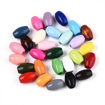 Spray Painted Schima Wood Beads, Rice, Mixed Color, 9.5~10x6~6.5mm, Hole: 1.8~2mm