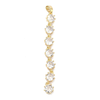 Brass Micro Pave Cubic Zirconia Big Pendants, Golden, 54x6.5x3.5mm, Hole: 5.5x2.5mm