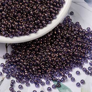 MIYUKI Round Rocailles Beads, Japanese Seed Beads, (RR1884) Violet Gold Luster, 8/0, 3mm, Hole: 1mm, about 422~455pcs/bottle, 10g/bottle