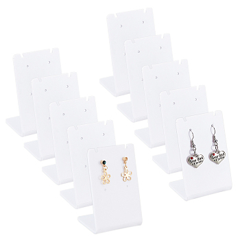 PandaHall Elite 10Pcs Acrylic Earring Stands Displays, L-shaped, Rectangle, White, 3.6x4.95x7cm