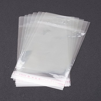 Pearl Film Cellophane Bags, Self-Adhesive Sealing, with Hang Hole, 14x7cm, Unilateral Thickness: 0.023mm, Inner Measure: 8.5x7cm