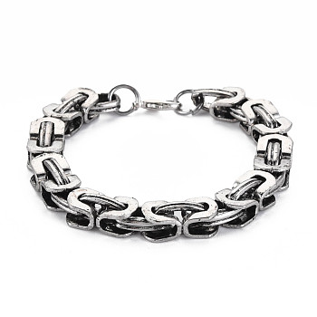 Alloy Byzantine Chains Bracelet for Men Women, Antique Silver, Inner Diameter: 2 inch(5.2cm)