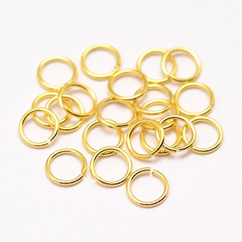 Brass Jump Rings, Open Jump Rings, Cadmium Free & Nickel Free & Lead Free, Golden, 4x0.7mm, 21 Gauge, Inner Diameter: 2.4mm, about 250pcs/5g