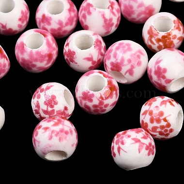 花柄プリントの磁器ビーズ(PORC-Q201-6mm-3)-1