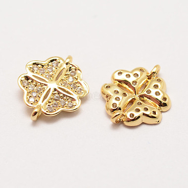 Real Gold Plated Clover Brass+Cubic Zirconia Links