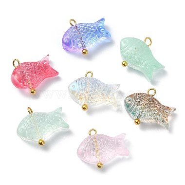 Golden Mixed Color Fish Glass Pendants