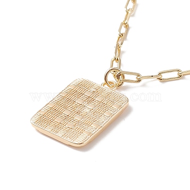 Brass Rectangle with Initial Letter Pendant Necklace with Paperclip Chains for Men Women(NJEW-JN04007)-7