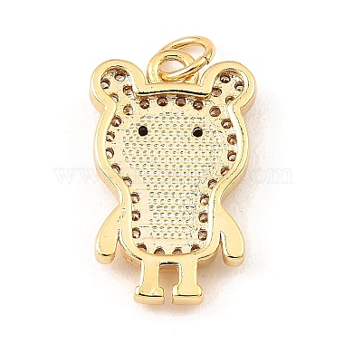 Brass Cubic Zirconia with Shell Pendants(KK-K342-11G)-2